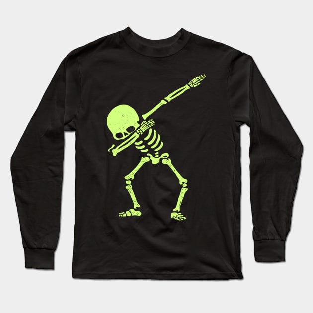 Dabbing Skeleton Shirt Dab Hip Hop Skull Dabbin Glow Effect Long Sleeve T-Shirt by vo_maria